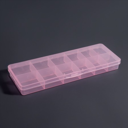 Organizer for decor, 12 sections, size 18.4 × 6.7 × 2 cm, transparent/pink color-3