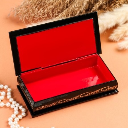 Casket - a bill "playful angels", 8.5 × 17 cm, lacquer miniature-1