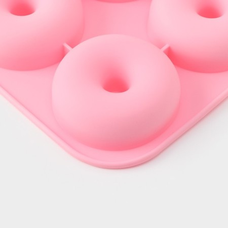 The form for baking the share "Sweets. Donut ", silicone, 28.5x28.5x3 cm, 9 cells (d = 8 cm), pink color-3