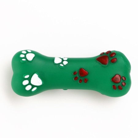 Игрушка пищащая "Кость со следами лапок", 9,6 х 3,7 см, тёмно-зелёная-1