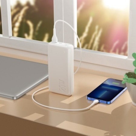 External battery Hoco J87A, 20,000 mAh, 1 USB, 1 Type-C, 3 A, display, white-3