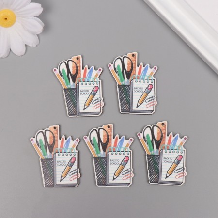 Decor for creativity wood "Chancellery" set of 5 pcs 4.5x3.5x0.3 cm-2