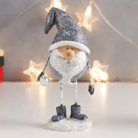 Suvenir Polystone "Santa Claus with a gift" mix gray, thin legs 14x6.5x5 cm-1