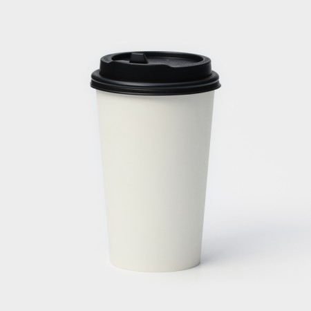 Plastic disposable lid for a glass black, with a valve, d = 9 cm-5