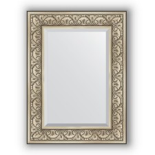 Mirror with fake in the baguette frame - Baroque silver 106 mm, 60 x 80 cm, evoForm