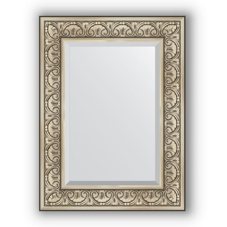 Mirror with fake in the baguette frame - Baroque silver 106 mm, 60 x 80 cm, evoForm