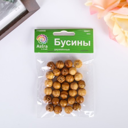 Wooden beads "MIX" set 30 pcs, 9x10mm (WDB0019)-2