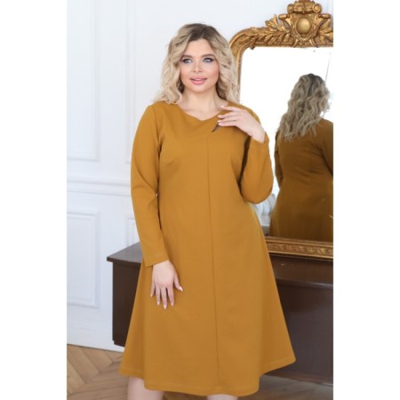 Female dress, size 58, mustard color-6