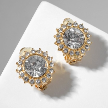 Clips "Sunflower", white color in gold-1