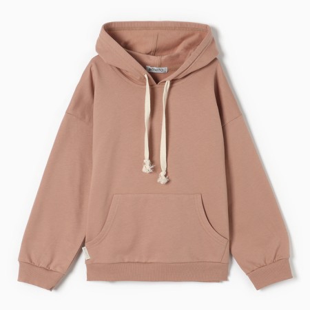 Sweatshirt for girls pile, beige color, height 134