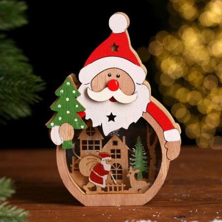 Santa Claus and Christmas tree lighting decor