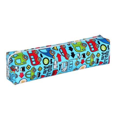 School Penal on the zipper Calligrata "Machines", blue