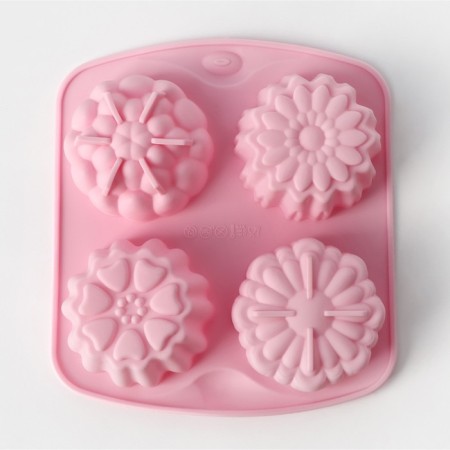 Baking shape of the share "Flowers. Flower Valley ", silicone, 14 × 16 cm, 4 cells, color mix-3