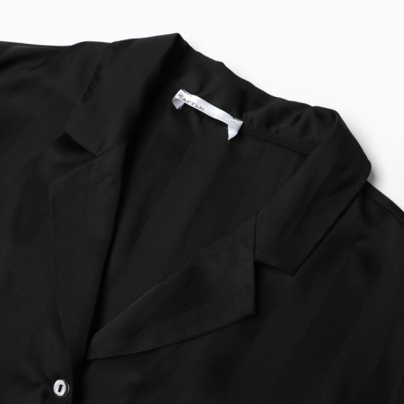 Female pajamas (shirt and shorts) KAFTAN SILK "strip" R.48-50, black-6