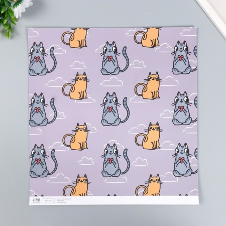 Scrapbooking paper bilateral "cats" density 180 g 30.5x32 cm-3