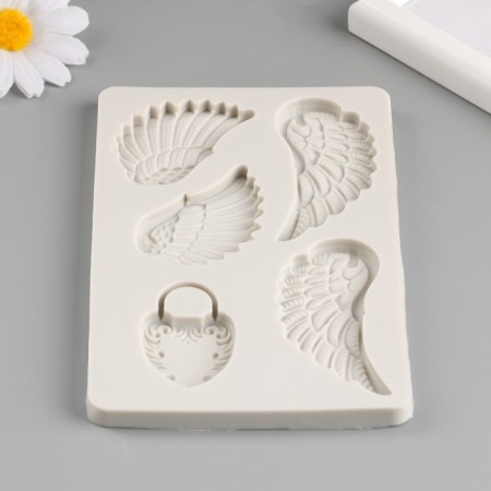 Mold Silicon "Wings and Castle-Health" 5 items 14.8x10x1 cm-1