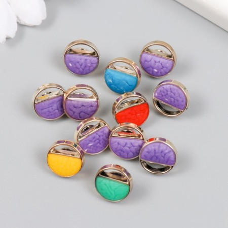 Button plastic for creativity "Color half" set 12 pcs mix 1.7x1.7x0.8 cm