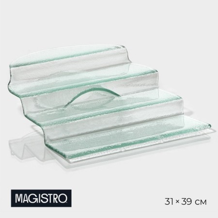 Glass Serving Magistro "Avis", 4 steps, 31 × 39 × 12.5 cm
