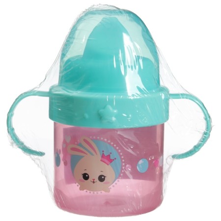 Children's player with solid nose "Bunny Polly", 150 ml., With handles, pink color-7
