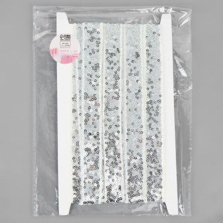 Decorative braid with sequins, 20 mm, 4.5 ± 0.5 m, silver color-2