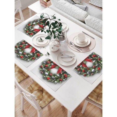 Set of napkins for setting the table "Fairytale Christmas Wreath", rectangular, size 32x46 cm, 4 pcs
