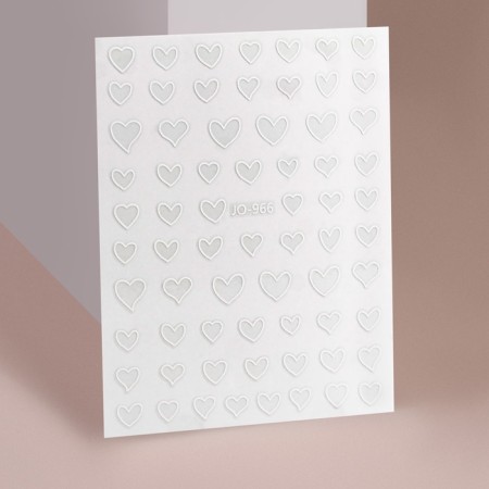 Nail stickers "heart", voluminous, white color-1