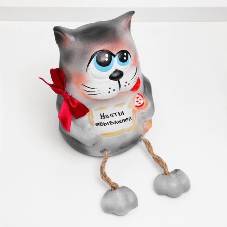 The piggy bank "Cat - Dreams come true" gray, 23cm-2