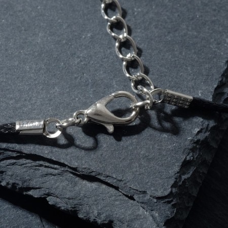Unisex “Skull” pendant with wings, color black silver on a black lace, 40 cm-1