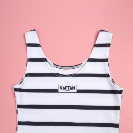 Kapatnik children in strip KAFTAN, height 122-128 cm, white/black-10