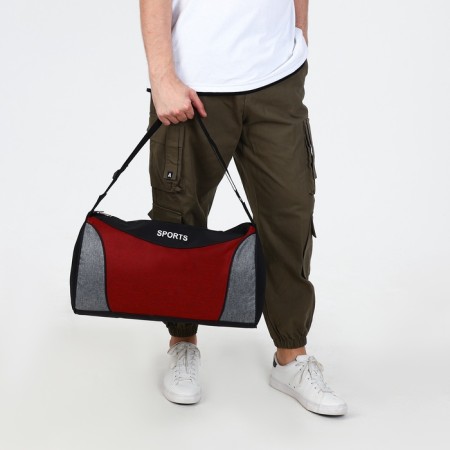Sports bag with lightning, long belt, black/red color-6