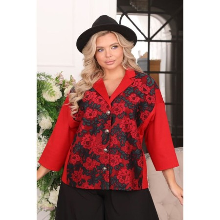 Female jacket, size 52, red color-4