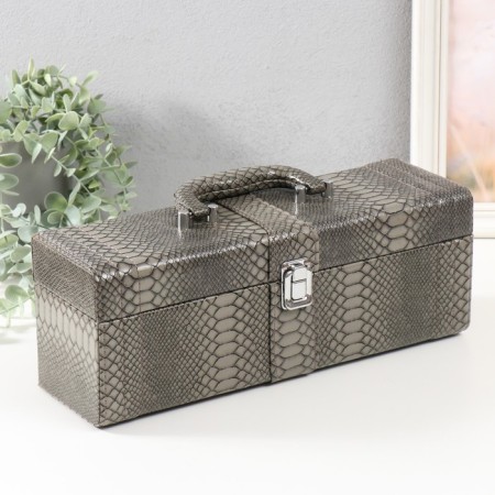 Casket wood, leatherette under the bottle "Gray snake" 5 items 35.5x15x11.5 cm-5