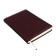 The diary is low, a solid cover of leatherette with foam rubber, thermo embossing, perforation, lies, cream block 70 g/m2, brown