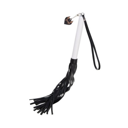 Pecado BDSM label, white handle, black whips, genuine leather-2