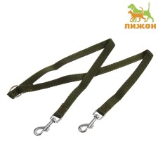 A collar for two dogs, each 45 x 1.5 cm, green