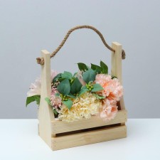 Wooden Kashpo 25 × 13.5 × 29 (9) cm, handle rope, with a slot