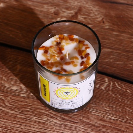 Soye candle "7 chakras" with crystals, 200 grams, Manipura-1