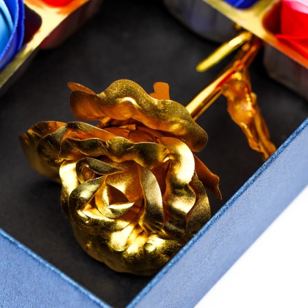 Soap roses of colored shades and gold rose, set 11 pcs-4