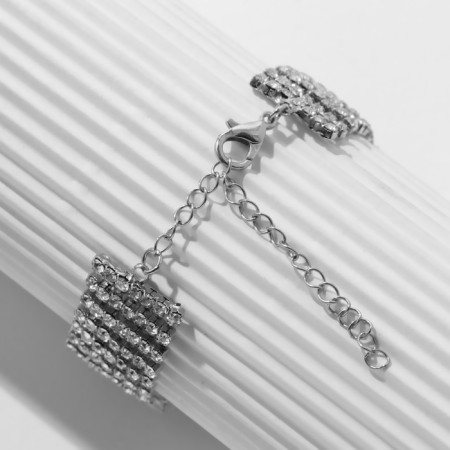 Bracelet with rhinestones "Illusion" drops, white color in silver-1
