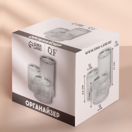 Organizer for cotton sticks and disks, with a lid, 3 sections, 14 × 14 × 13 cm, the color is transparent-8