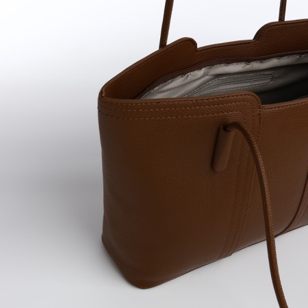Bag Women's Tout with zipper, brown color-4