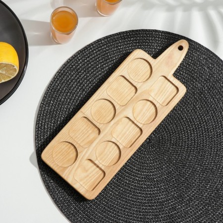 Board - Menzhitsa for feeding ADELICA shots, 5 glasses, 30 × 13 × 1.8 cm, birch-2