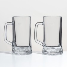 A set of glass mugs “TIME TIME. Beer mug 