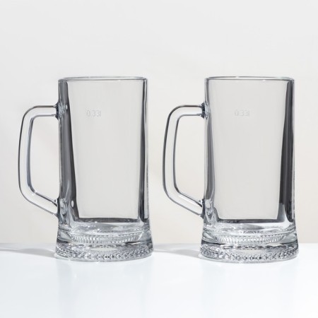 A set of glass mugs “TIME TIME. Beer mug ", 330 ml, 2 pcs