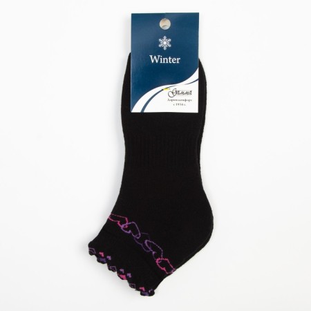 Women's terry socks "hearts", black color, size 23-25-4