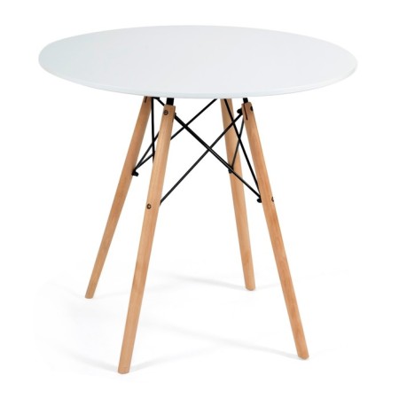Cindy Next table (Mod, 70-80 MDF) Metal/MDF/Beech, White/Natural D70x75cm