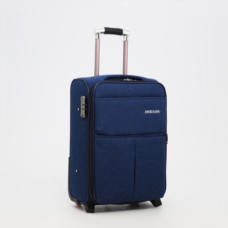 Small 20 suitcase, lightning department, code castle, 4 wheels, 2 outer pockets, blue color-1