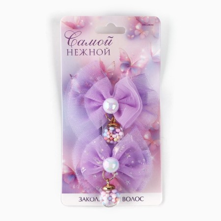 Hair clip with a bow "The most tender", 7 x 5 cm-1