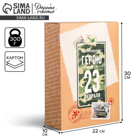 Gift folding box, packaging, "February 23, Hero", 22 x 30 x 10 cm