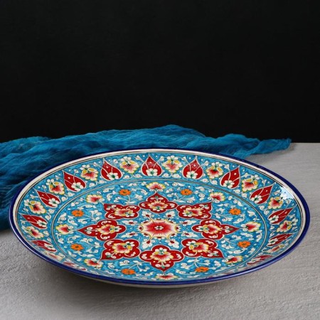 Largan Rishtan ceramics "Flowers", 39 cm, blue-2